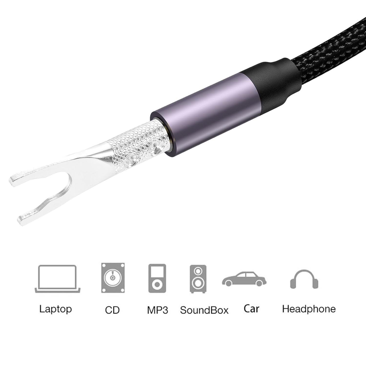 Zerodeko Silver-Plated Speaker Cable Y Fork Plug Adapter, U-Shaped Audio Cable Connector for Home Audio Amplifier, Compatible with Speaker Wire and Banana Plug Systems image number 6