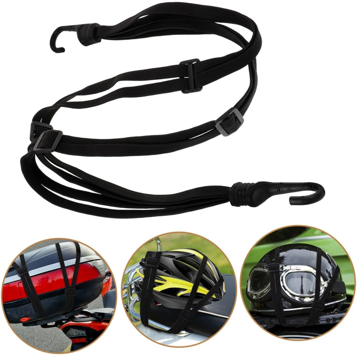 LIGHTAOTAO 2Pcs Luggage Rope Dual Hooks Bungee Cord for Motorcycle Bike Helmet Cargo image number 4