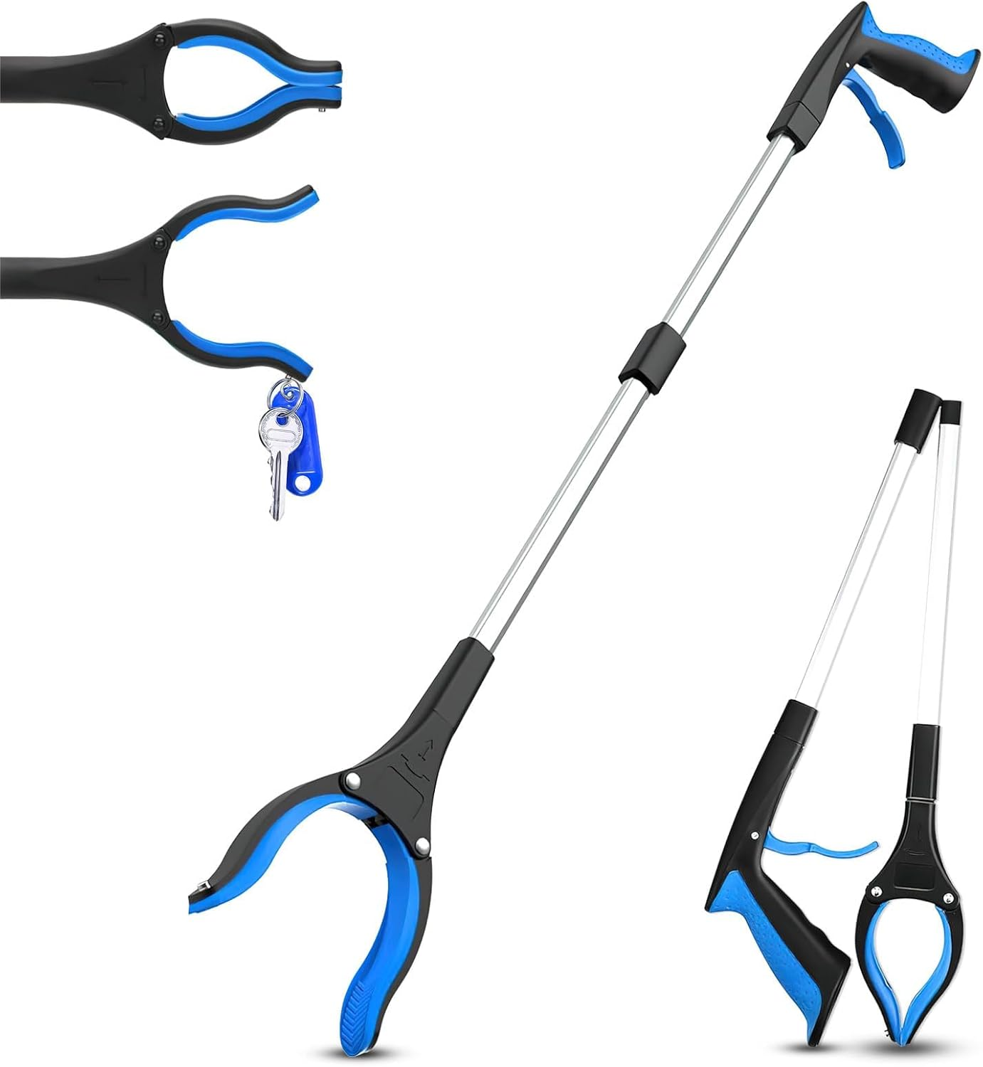 Reacher Grabber Tool, 32" Aluminum Alloy Grabber Tool Heavy Duty with Magnet, Foldable Reacher Grabber for Seniors (Blue) image number 5