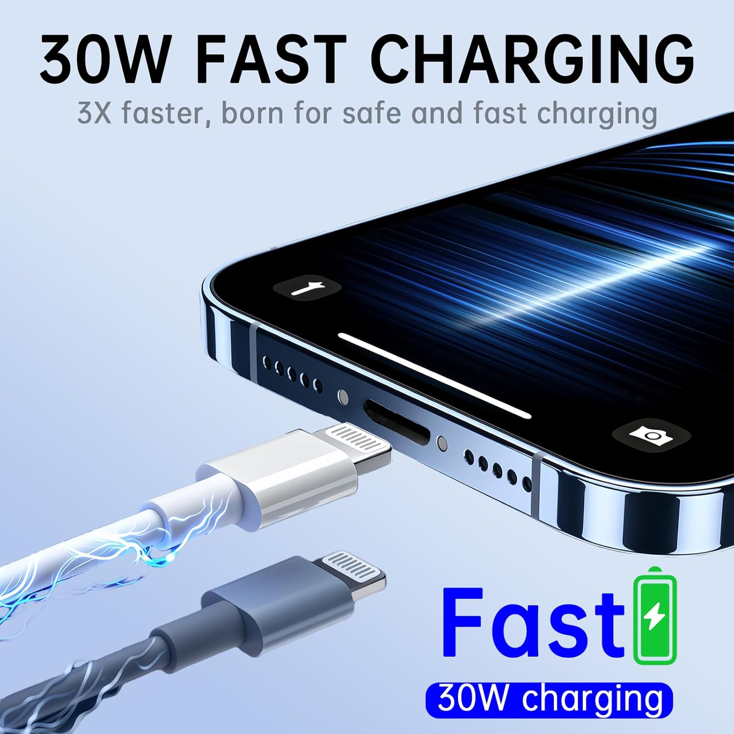 5Pack PD Fast Charging Cable, 【Mfi Certified, 1M*5】 Compatible with Iphone 14 13 12 11 Pro Max XS XR X 8 Plus, Pad, USB C to L Cable image number 2