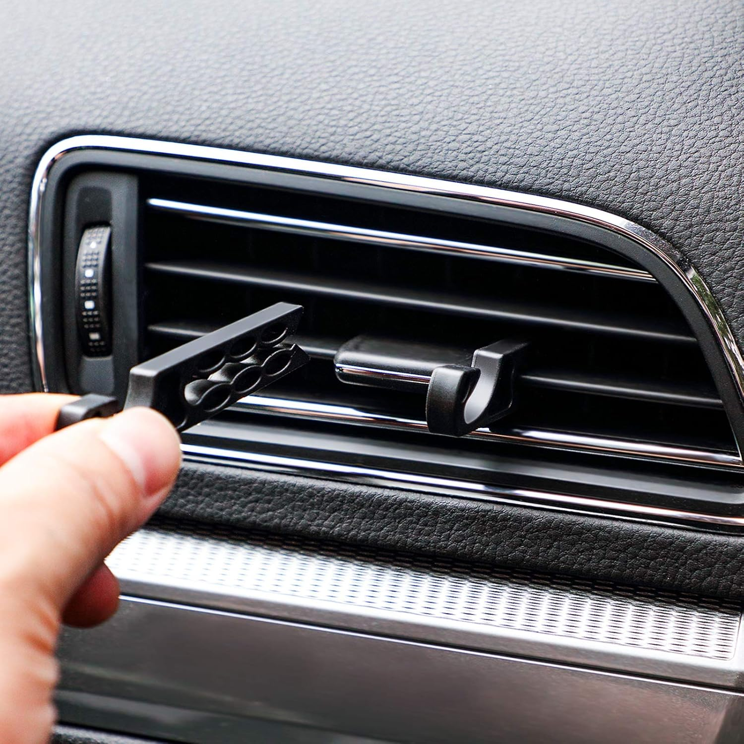 BBTO 10 Pieces Car Vent Hook Hanger Car Air Vent Holder Mobile Phone Mount Earphone Cable Winder Sunglasses Glasses Keychain Organizer Hanger Storage Hook (Black) image number 6