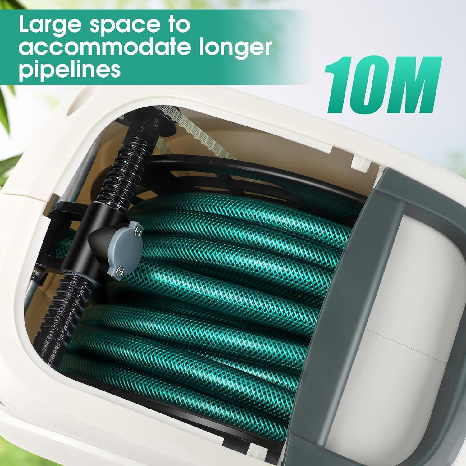 Retractable Garden Hose Reel,20M Garden Hose Reel Wall Wounted,Self-Locking System/Auto Rewind/Wall Loumted/180&deg;Swivel Bracket/Multi-Function Spray Nozzle for Garden Lawn Garage Watering image number 3