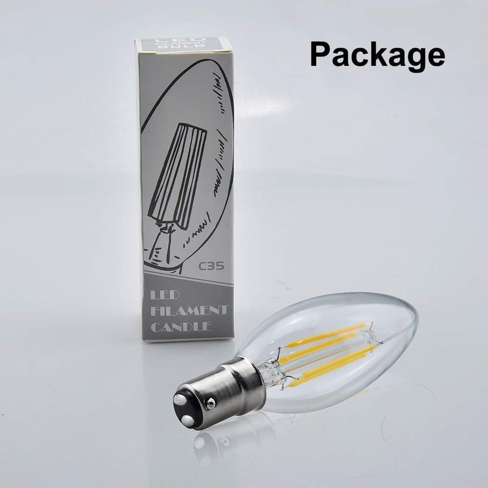 Bonlux 4W B15 LED Bulb, B15 Small Bayonet Candle Light Bulbs, Dimmable Light Bulb Bayonet Ba15D B15D Led Bulbs Warm White 2700K for Chandeliers, Bedroom (4-Pack) image number 3