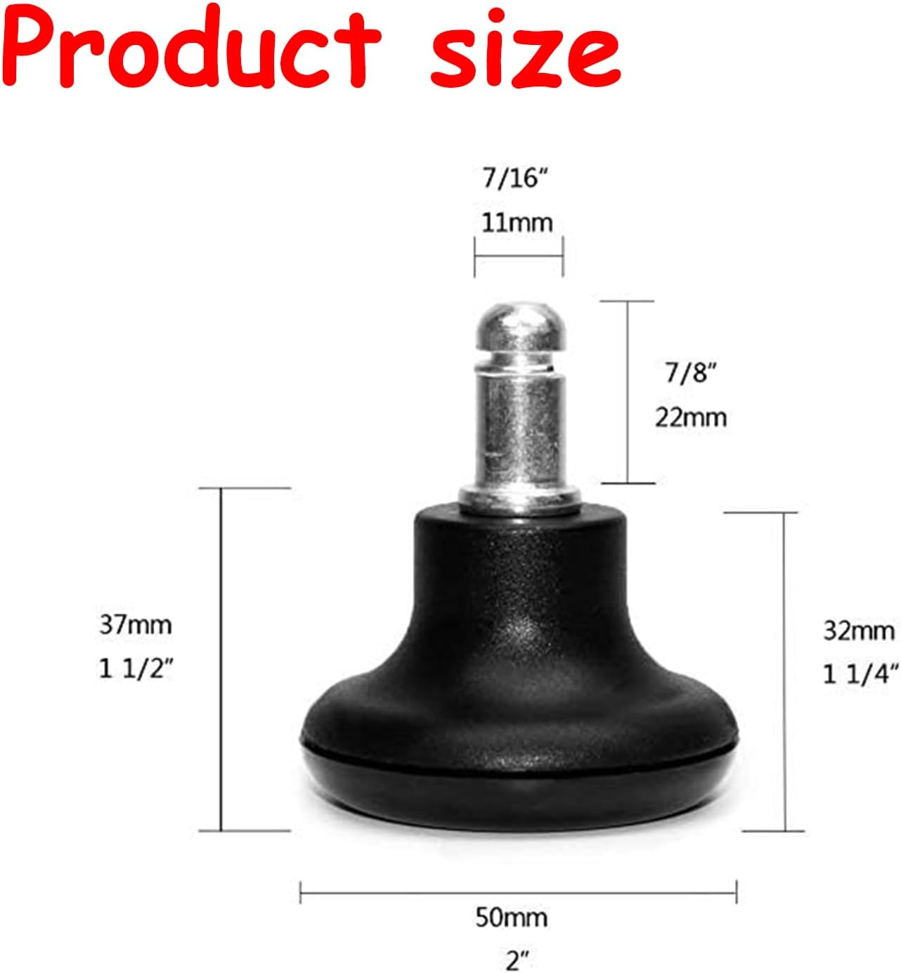 5Pcs Bell Glides Replacement Office Chair or Stool Swivel Caster Wheels to Fixed Stationary Castors, Low Profile Bell Glides with Separate Self Adhesive Felt Pads, Chair Feet Wheel Stopper image number 3