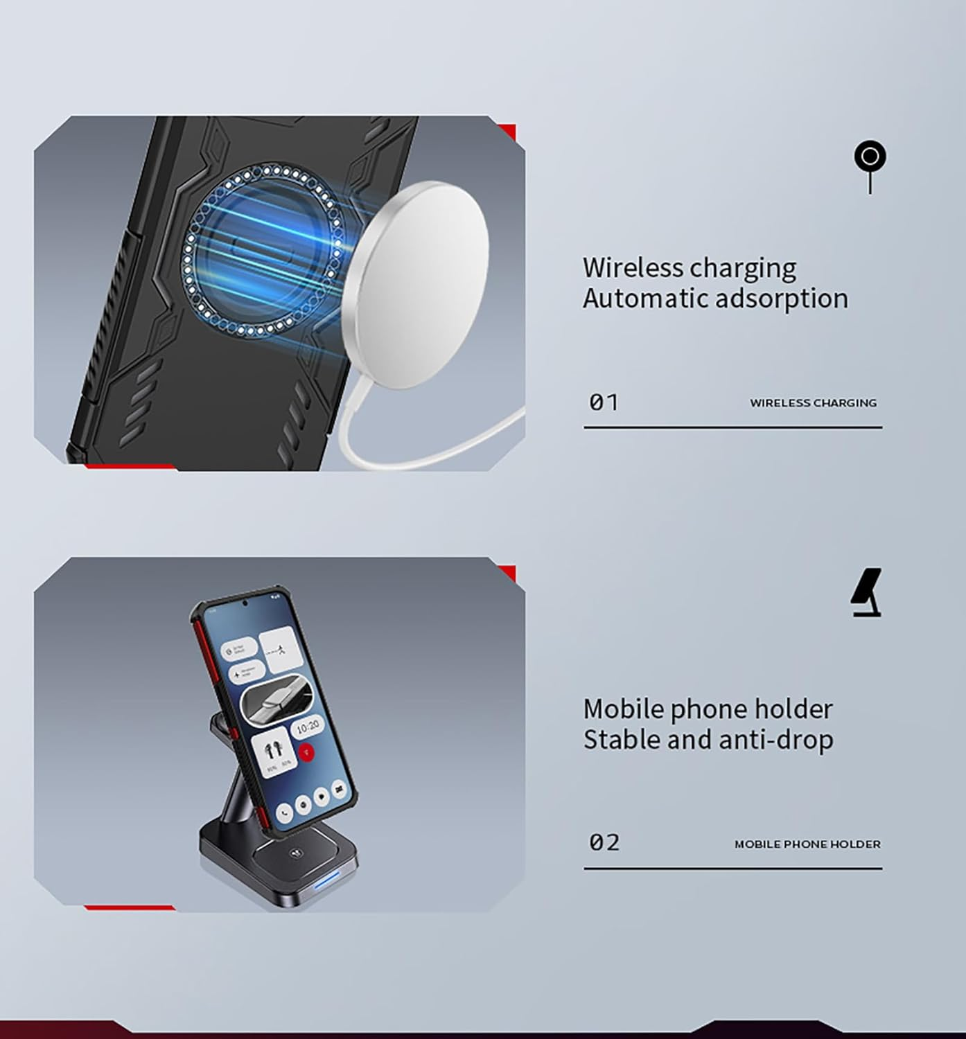 SEAHAI Case for Nothing Phone (3) with Magnetic Adsorption Function, Military Shockproof Case, Ultra Thin Hard PC Protective Case, Silicone, TPU Bumper Mobile Phone Case, Black image number 6