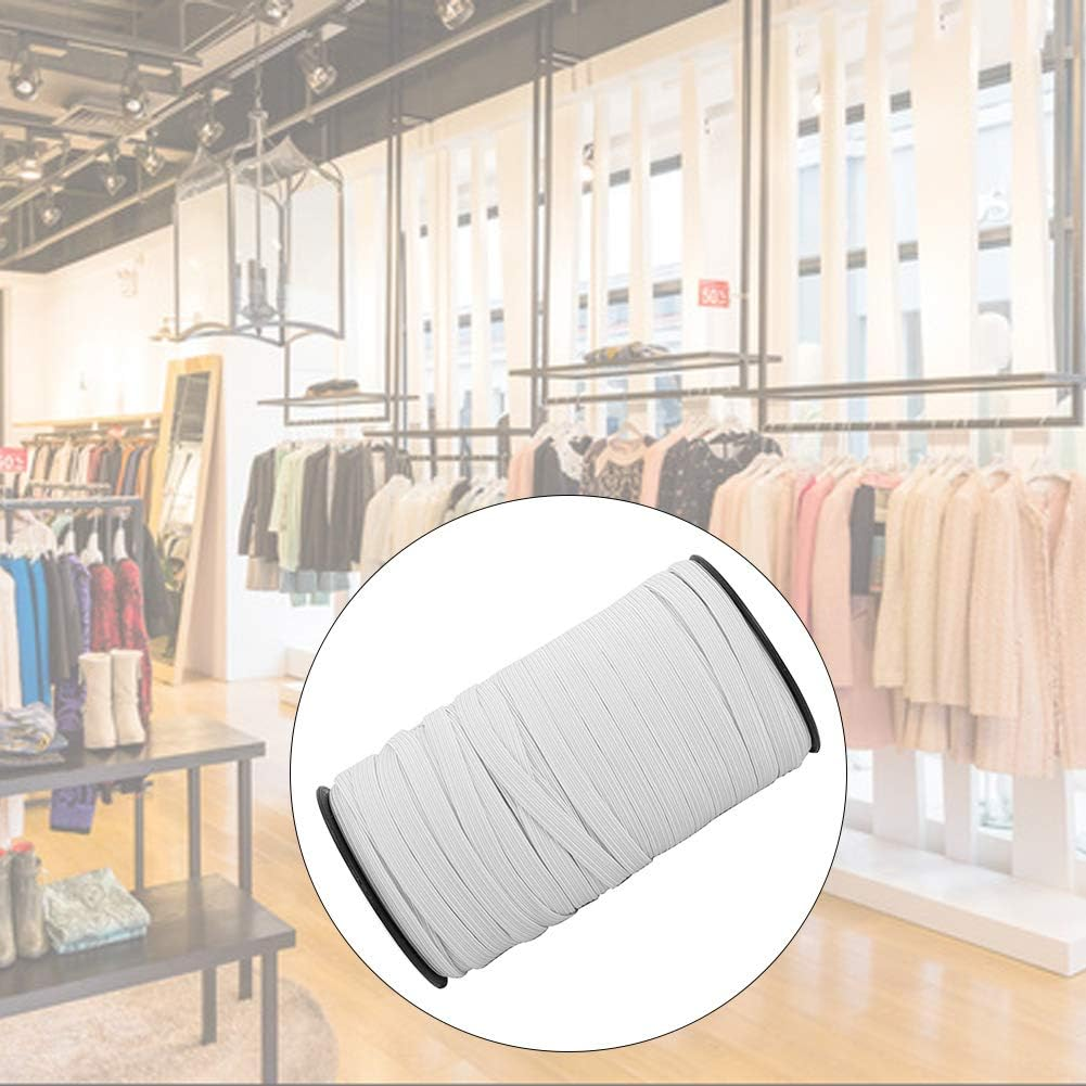 Elastic Band Accessory 100Yard Clothing Accessories Rubber for Band Knitted High Elastic 8Mm Decoration Decorative Attire Accessories Elastic Bands (White) - Black image number 6