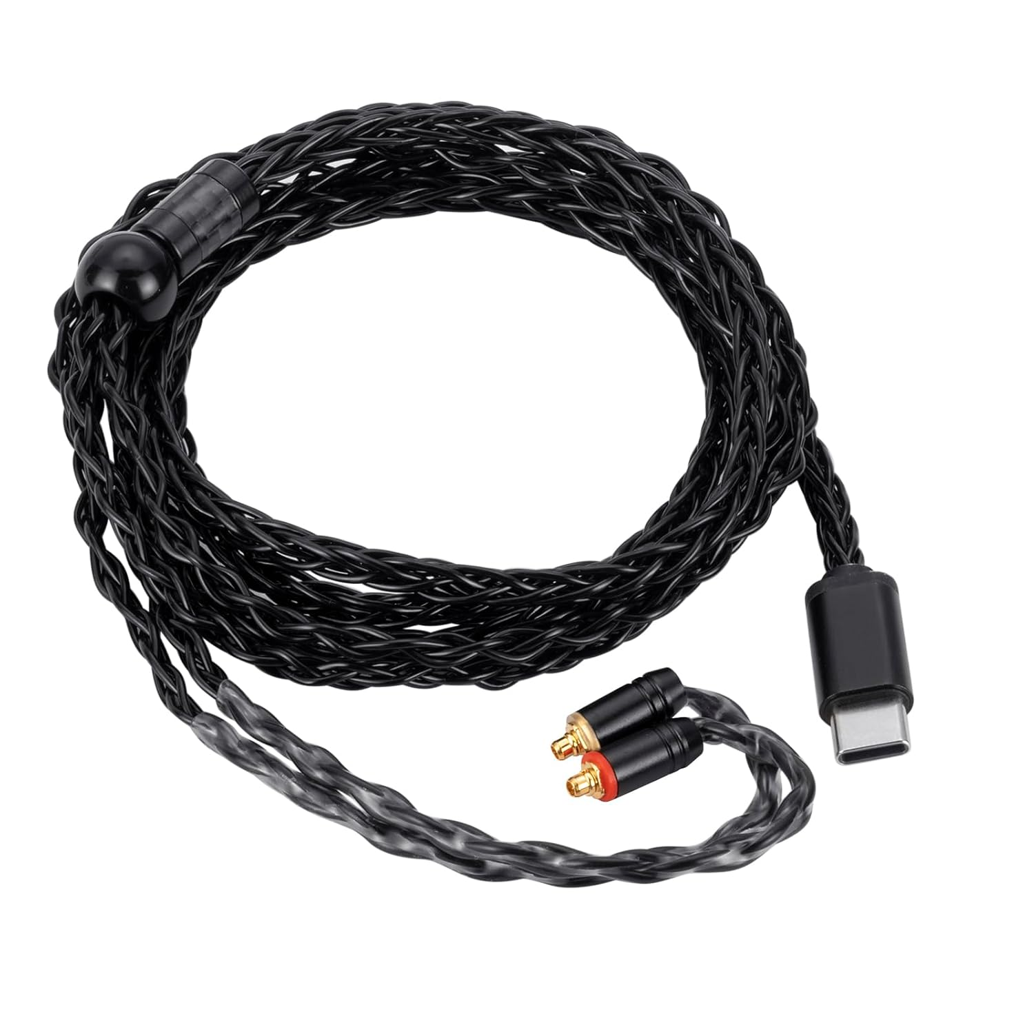 UNCLE LIGHT USB-C to Dual MMCX IEM Balance Earbud Cable, 8-Core OCC Silver-Plated Hifi Earphone Cable, Ultra-Flexible Digital Audio Upgrade for In-Ear Headphones (1.3M, Black)