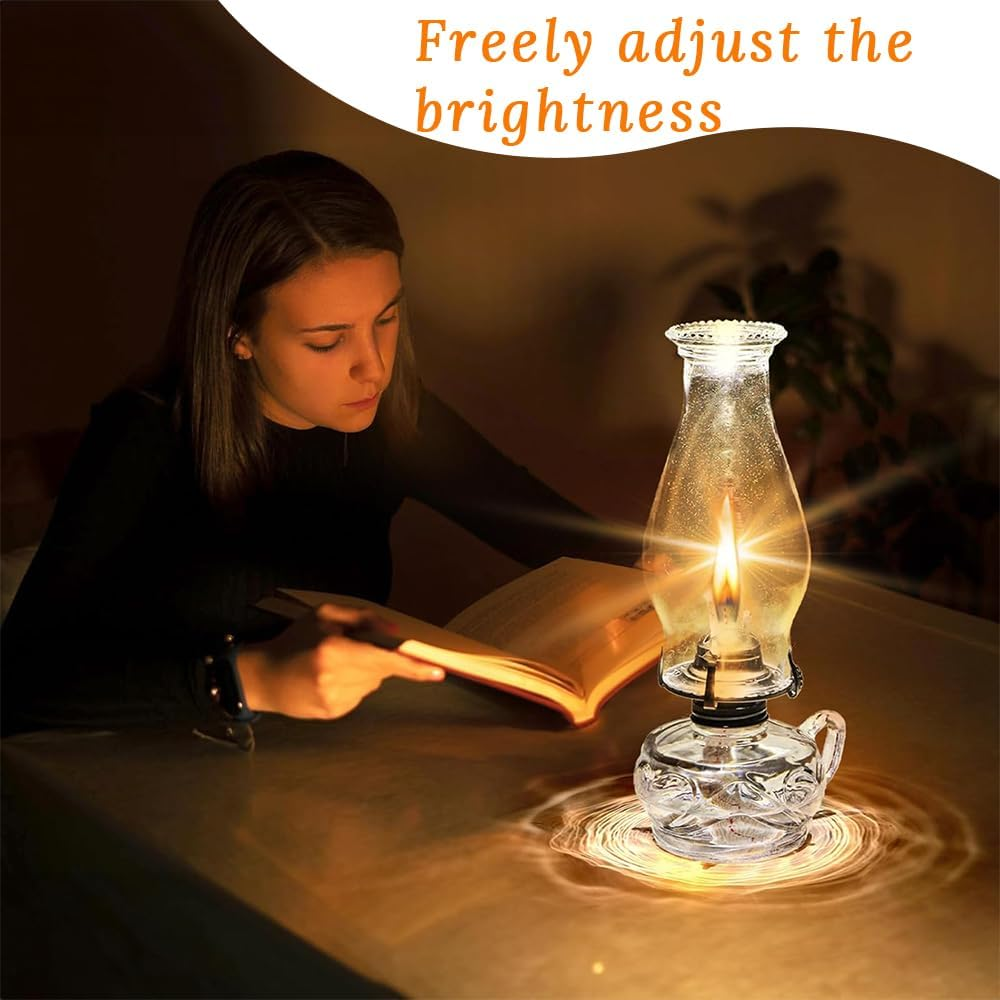 2 Pcs Chamber Oil Lamp Classic Kerosene,Glass Vintage Large Lantern,With Handle,Decorative Antique Clear Hurricane Lamp,For Home Tabletop Emergency Lighting Supplies(Clear) image number 5