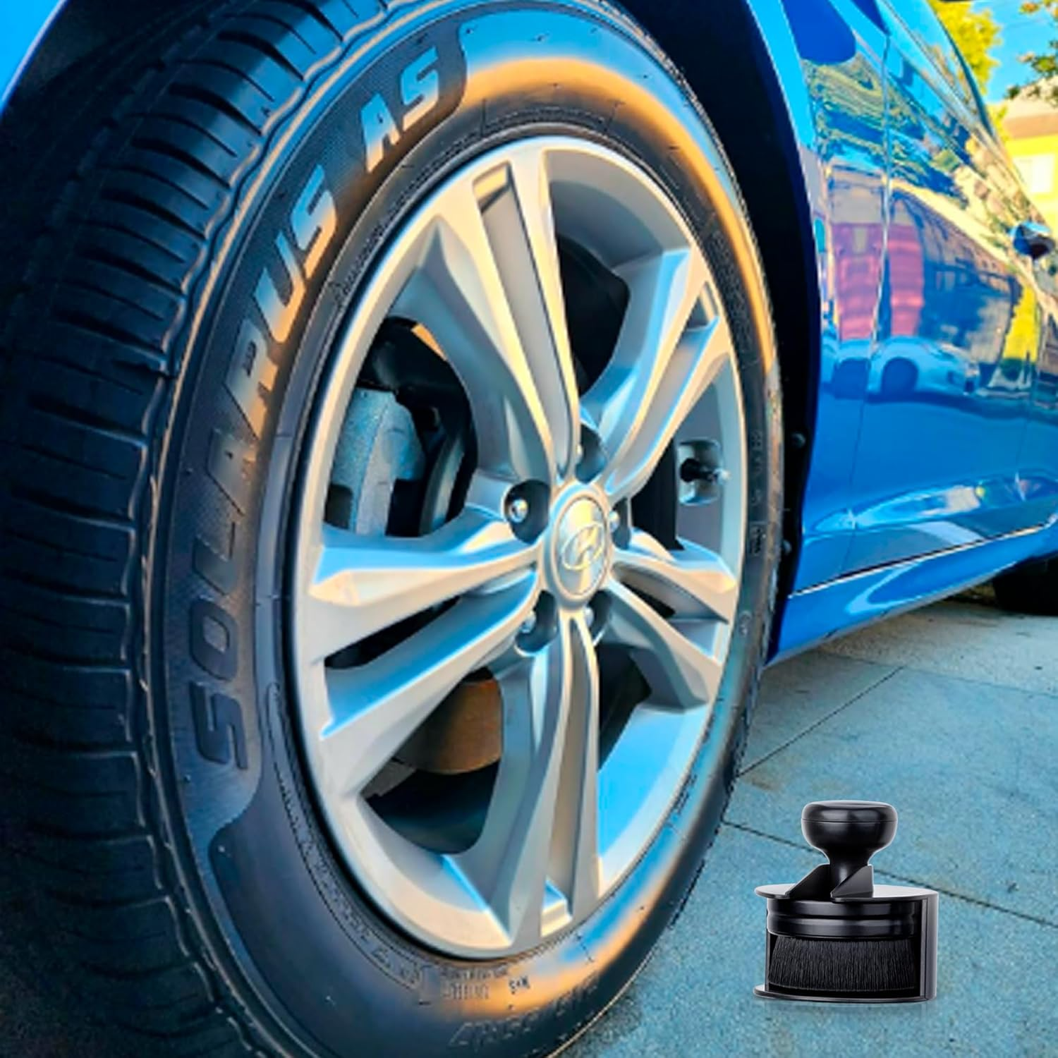 BABYSHEEP Tire Shine Applicator with Magnetic Sheet for Easy Storage,Vegan Car Tire Shine Brush with Stand for Auto Detailing Cleaning Service (Black) image number 5