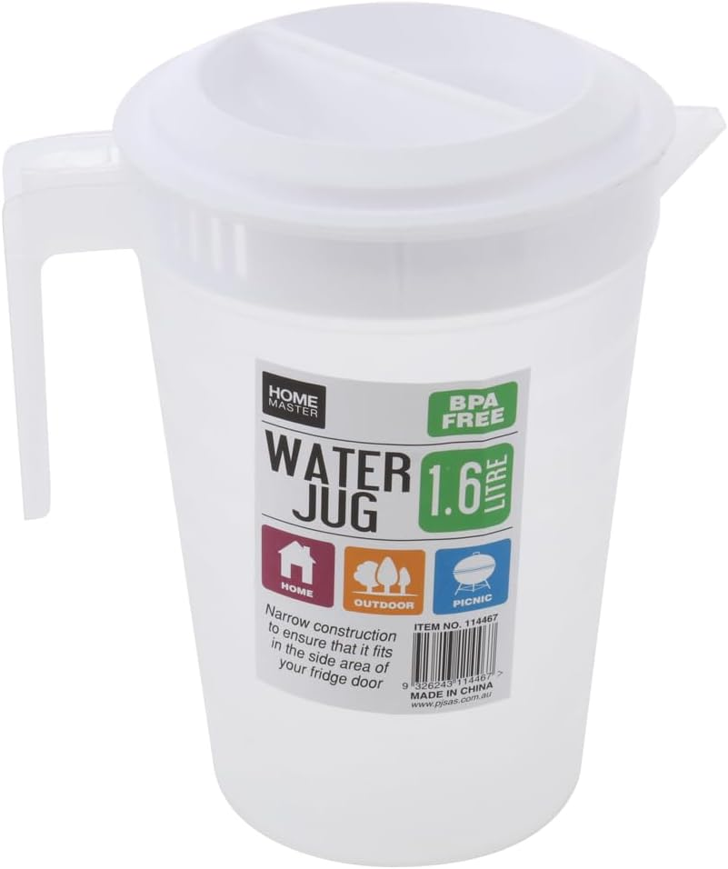 Leona Co Large 1.6L Water Jug, Plastic Juice Cold Drink Pitcher with Lid, BPA Free Water Jug for Cold Beverages, Iced Tea, Juice, and Lemonade