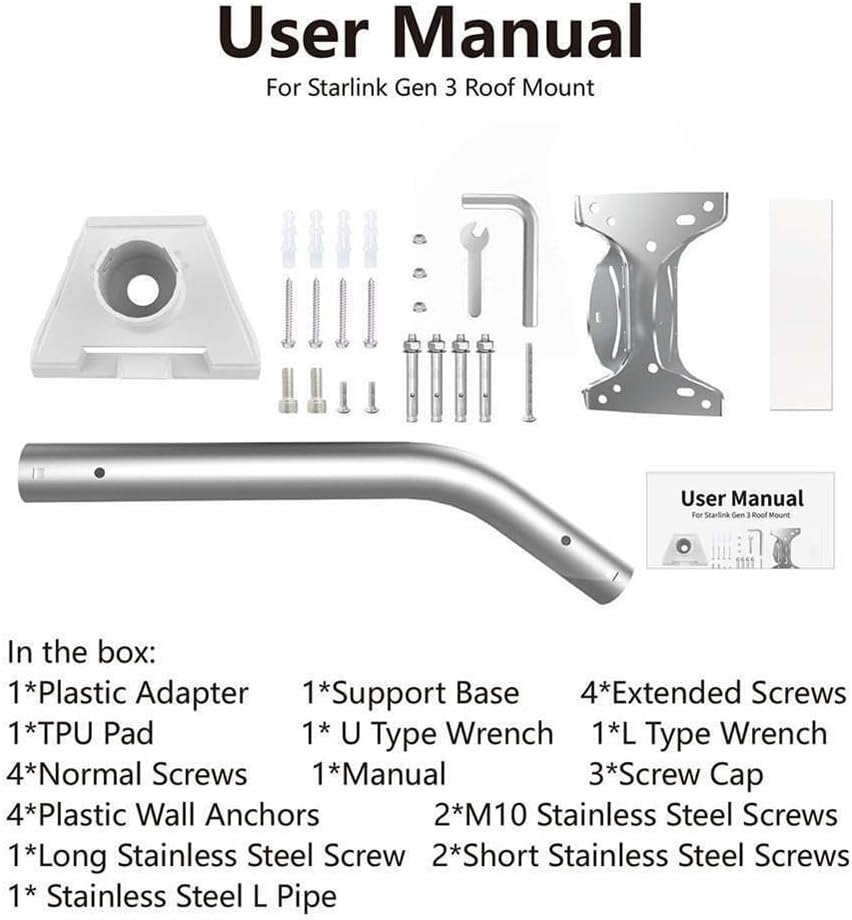 For Satellite V3 Installation Kit for Starlink Gen 3 Roof Wall Mounted Bracket image number 6