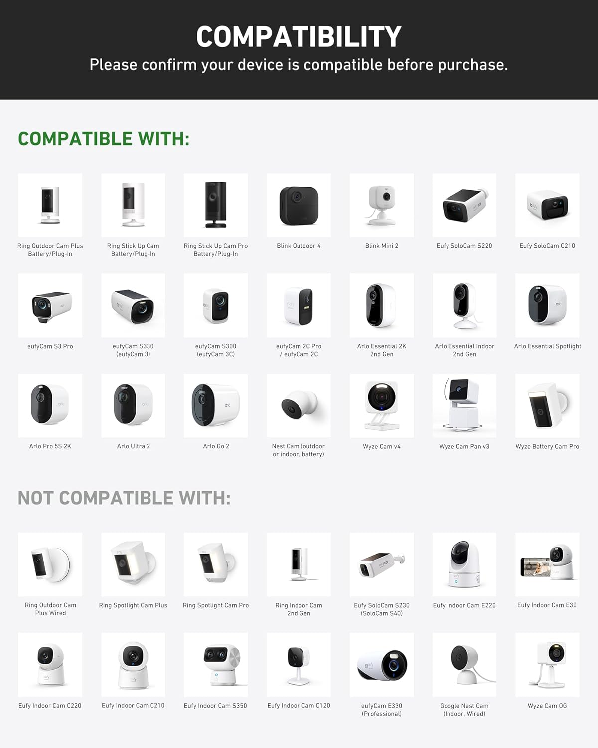 Holicfun Clip Mount for Ring, Blink, Eufy, Google Nest, Wyze, and Arlo Indoor Outdoor Cameras, 15Cm Gooseneck Arm, Flexible Adjustment, Strong Clamp, Black, 2-Pack image number 6