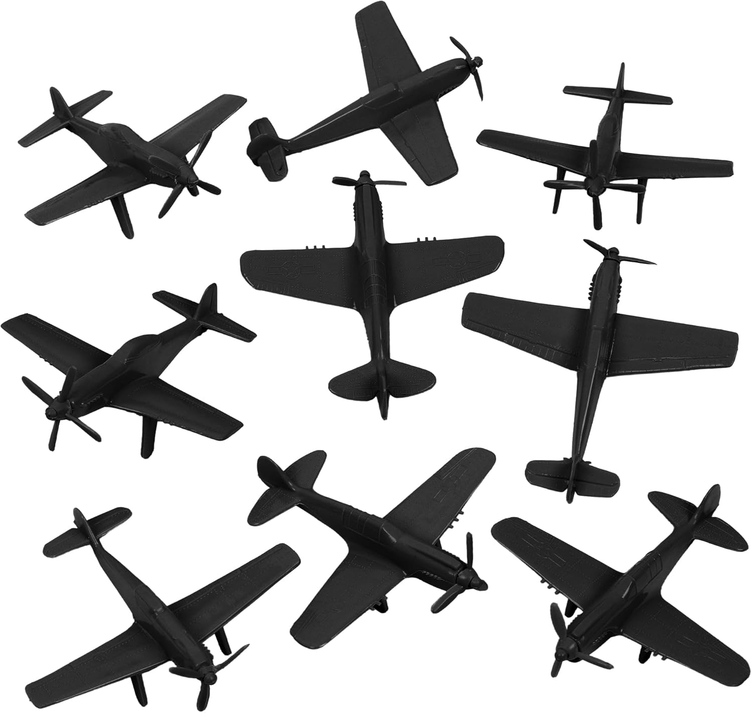 Tim Mee Toy Timmee WW2 Fighter Ace Planes - Tan 9Pc Plastic Army Men Airplanes USA Made 67727