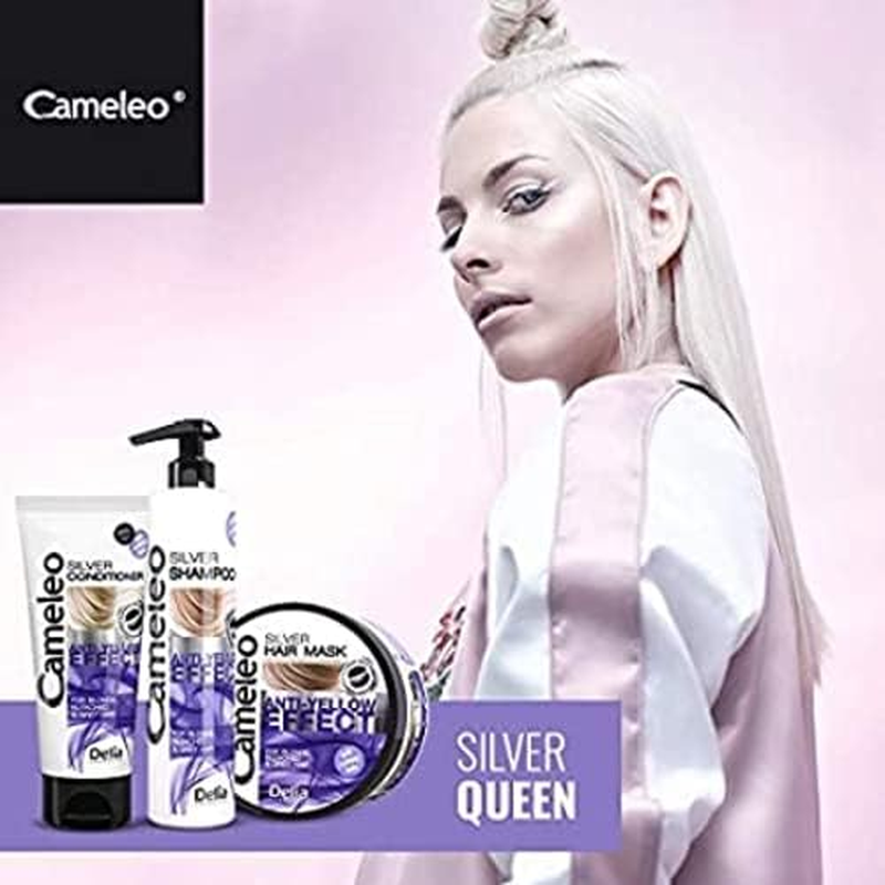 Cameleo - Silver Toning Mask - No Yellow Effect - Purple Treatment & Colour Protect for Blonde, Grey, White Hair - Platinum Tones - UV Protect - No Parabens - 200Ml
