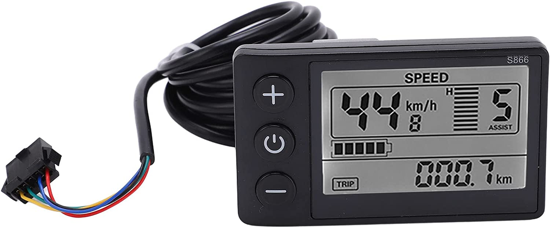 S866 LCD Display, Waterproof Bike Computer, 24V 36V 48V Electric Bicycle LCD Display Meter Large Screen E Bike Display Meter Control Panel with SM Plug for Electric Bicycle Scooter image number 1