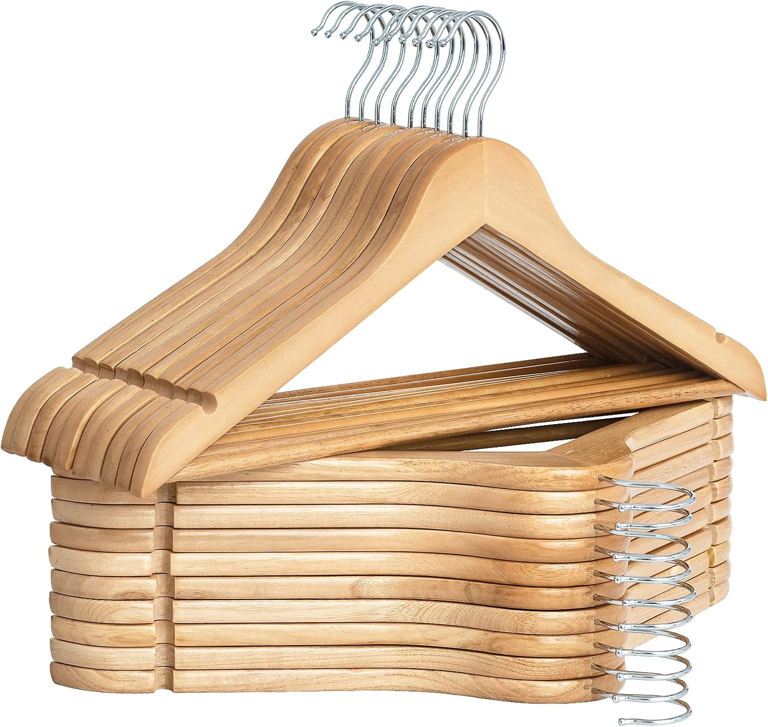Storageworks Wooden Hangers 20 Pack, Wood Coat Hanger for Coats, Shirts, Jackets, Pants, Suits, Natural Wood Color image number 5