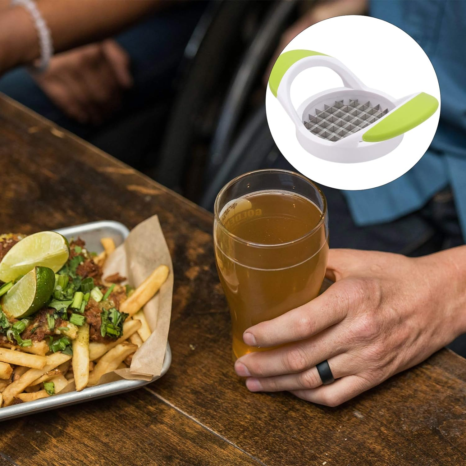 Operitacx Potato Slicer Kitchen Tool 7X4.16In Manual Potato Cutter for Fries and Vegetables Double-Sided Cutting Device Home Use image number 5