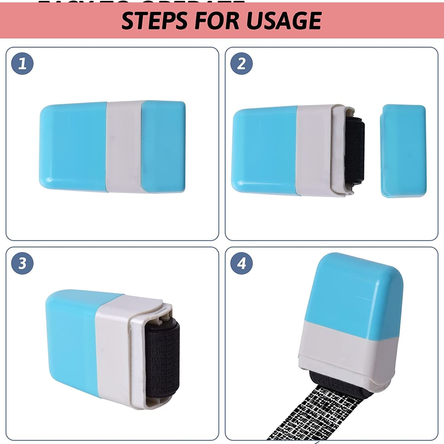 Pacify 3 PCS Identity Theft Protection Roller Stamp Wide Confidential Identity Data Guard Security Blocker Roller Stamps for School Home Office Privacy Protection (B-3PCS) image number 3