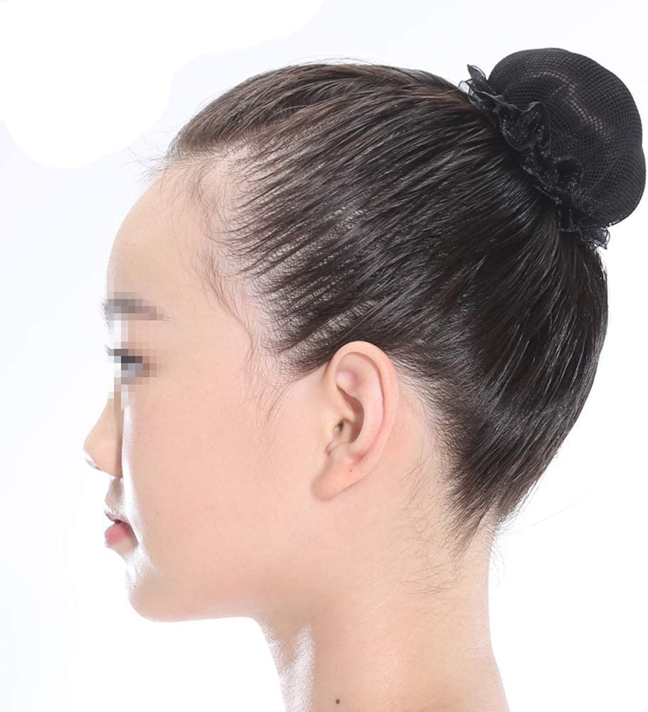 8Pcs Reusable Bun Hair Nets Elastic Flower Edge Hairnet for Ballet Bun Cover Dance Skating Gymnastics Performance Dancers Hair Accessories, Black image number 3