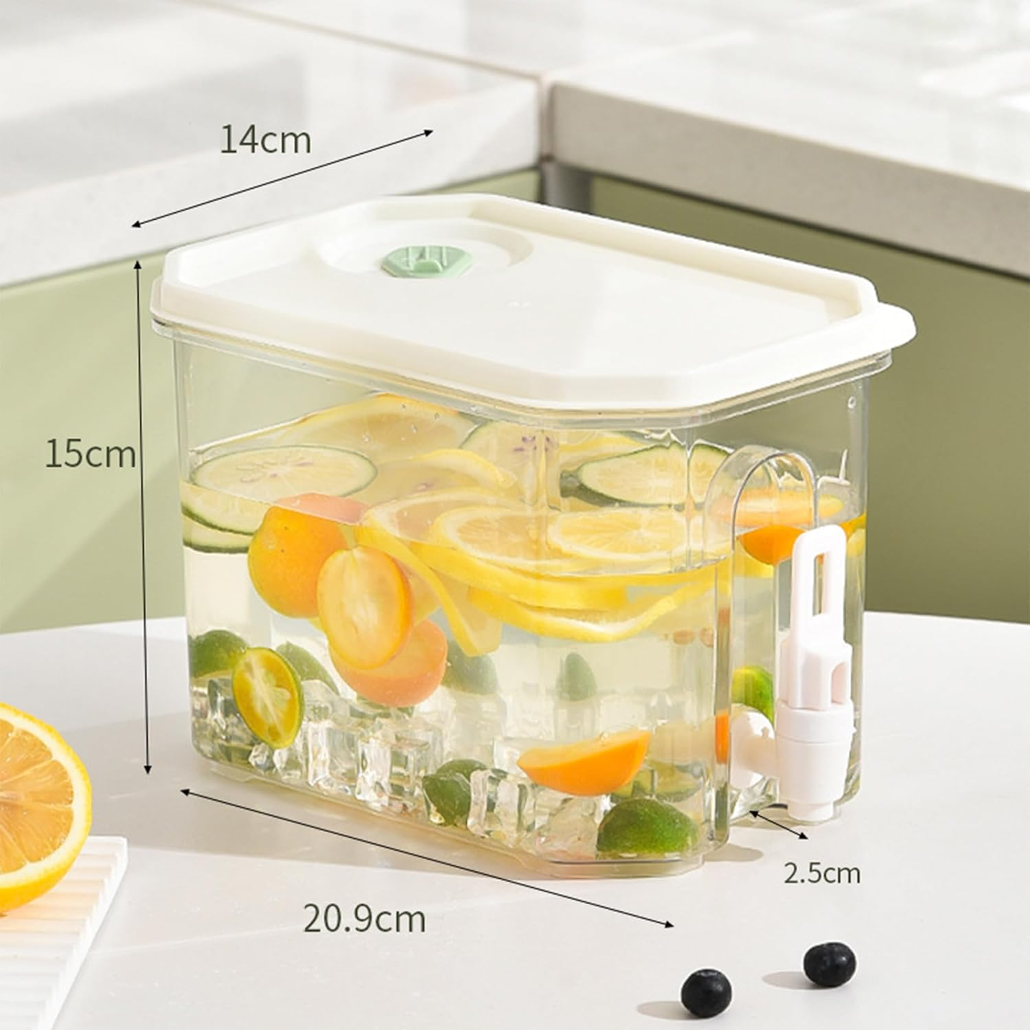 Refrigerator Cold Kettle,3.5 L Drink Dispenser,Beverage Dispenser,Cordial Jug,Party Drink Dispenser with Tap,Fruit Juice,Tea Water Bucket,Suitable Forparty, Refrigerator, Kitchen and Outdoorpicnics image number 3