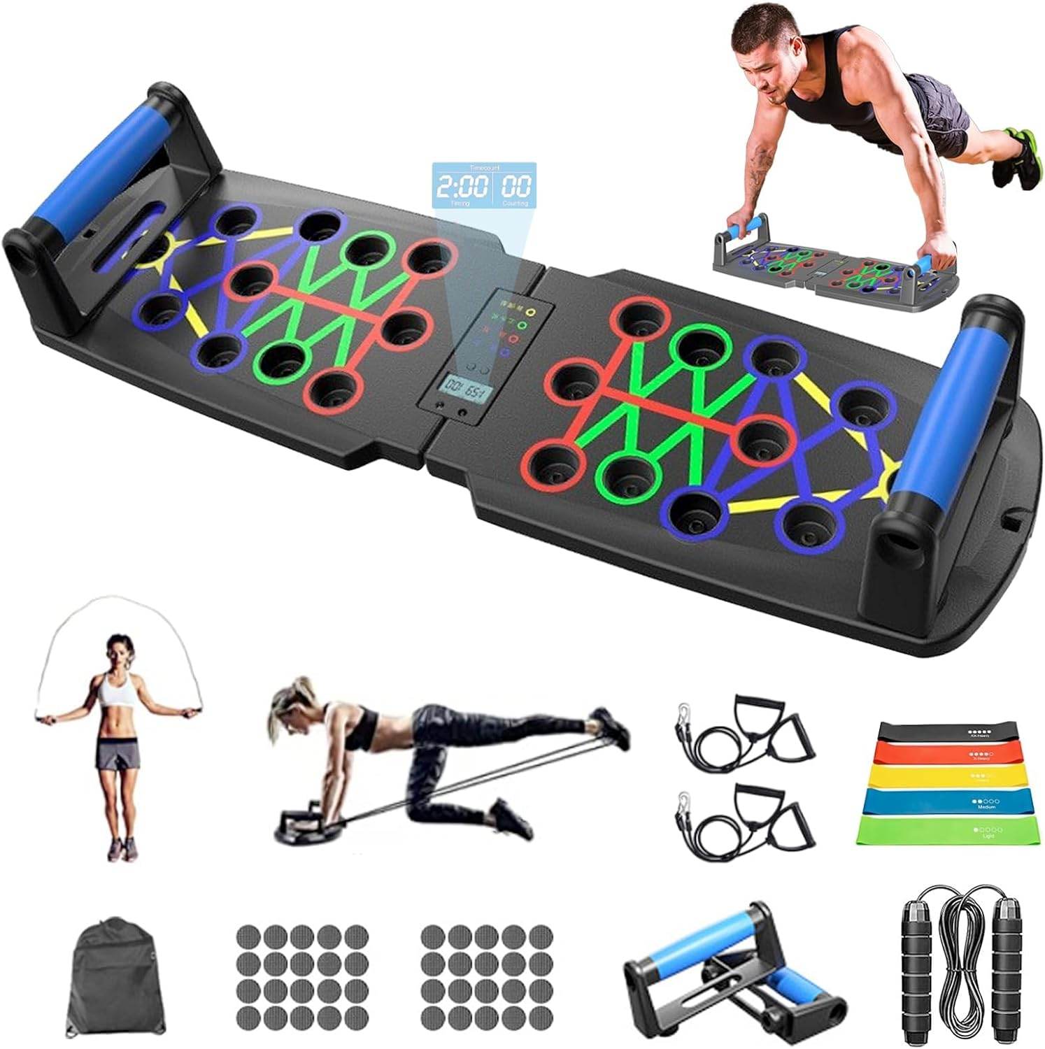 Li Fitness 30 In1 Push up Board, Portable Multi-Function Push up Bars, Professional Foldable Push up Handles for Floor, Push up Stands Strength Training Exercise Fitness Equipment image number 2