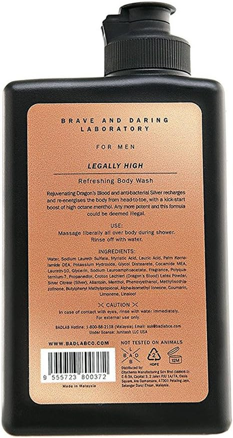 Bad Lab Legally High Antibacterial Body Wash for Men - Cool, Re-Energises, Fresh Feeling Suitable for All Skin Types (13.5 Oz) image number 4