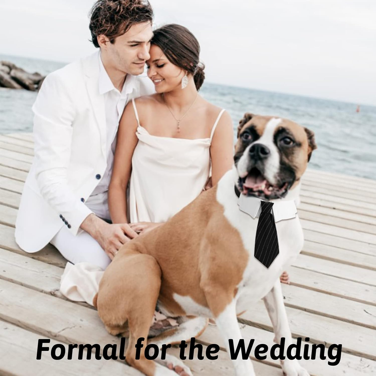 HACRAHO Dog Neck Tie Collar, 1 Pack Wedding Dog Necktie Collar Adjustable Formal Collar Neck Tie for Medium Large Dogs, L image number 1