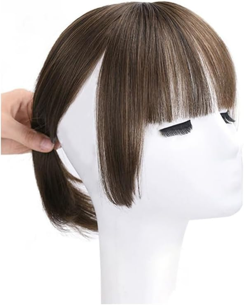 Bangs Hair Clip in Bang Synthetic Hair Extensions French Bangs-Clip for Women with Temples Fringe Hair (Light Brown) image number 5