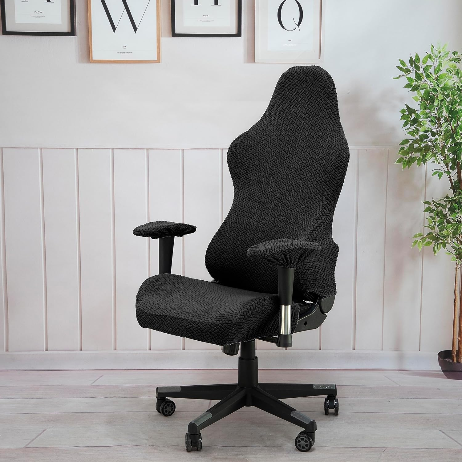 Hyper Cover Jacquard Gaming Chair Cover (Black) - Universal Gamer/Gaming Chair Seat Cover Australia - Secret Labs Compatible - Racing Style Seat Cover for Gaming Chair - Black image number 2