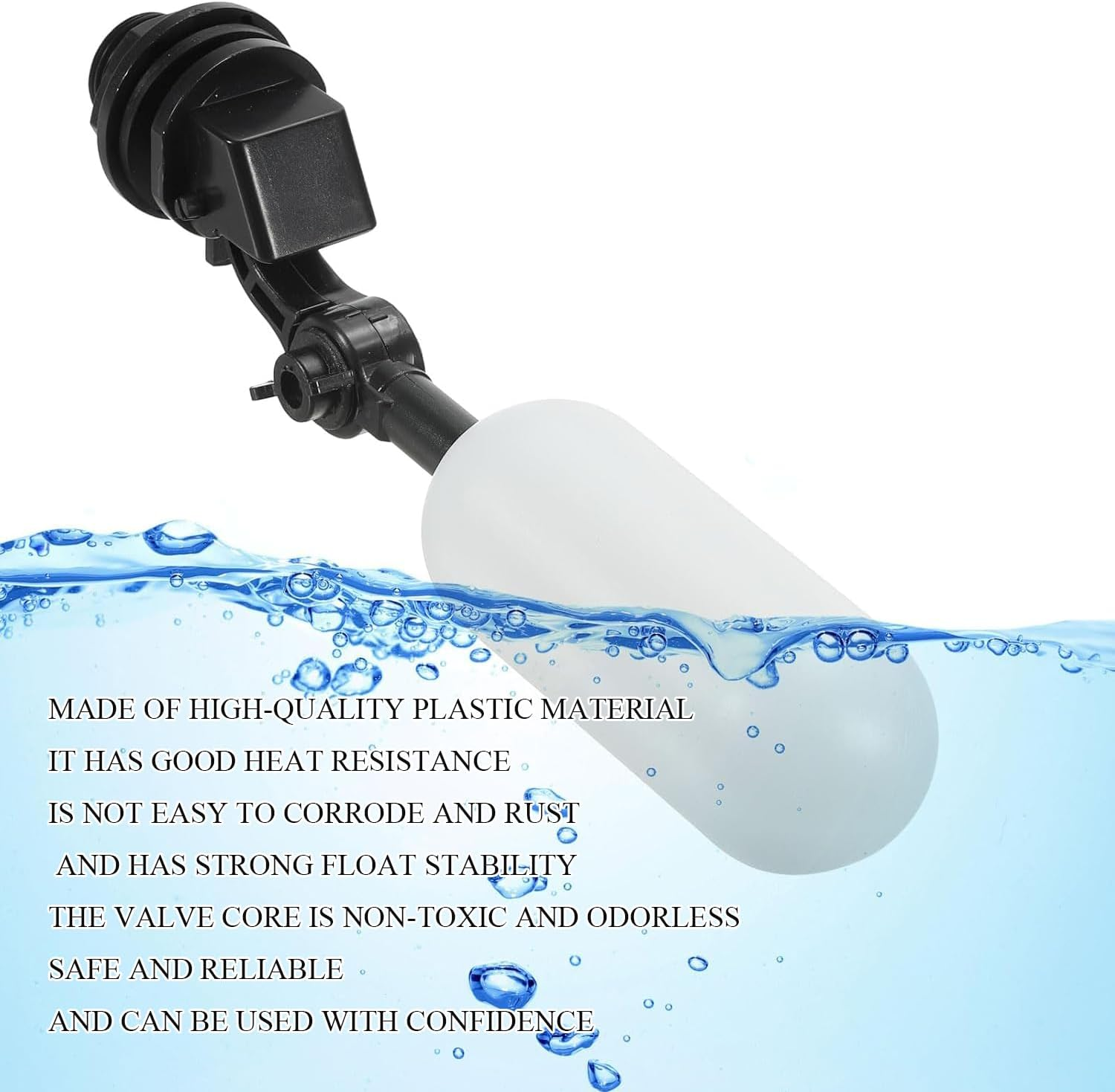 Xinghonyac 3 Pcs Float Valve Set, 1/2-Inch Water Supply Pipe Float Valve with Adjusting Arm Float Ball Valve for Swimming Pool, Aquarium, Automatic Waterer Bowl Tank Trough (Black) image number 6