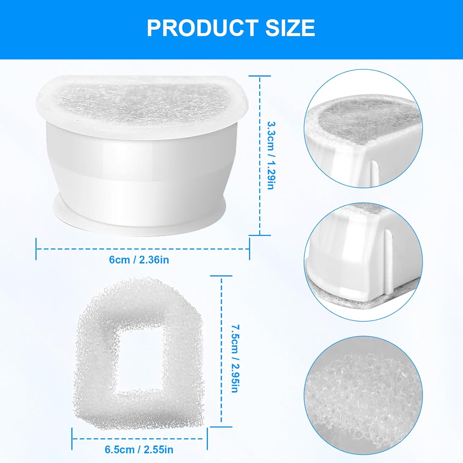 Rigidstone Pack of 8 Filters, Cat Fountain Replacement Carbon Filter Drinkwell Carbon Filter Drinking Fountain Filter for Petsafe Drinkwell Avalon/Pagoda/2 Gallon/Sedona/Seascape Cat Fountain image number 4