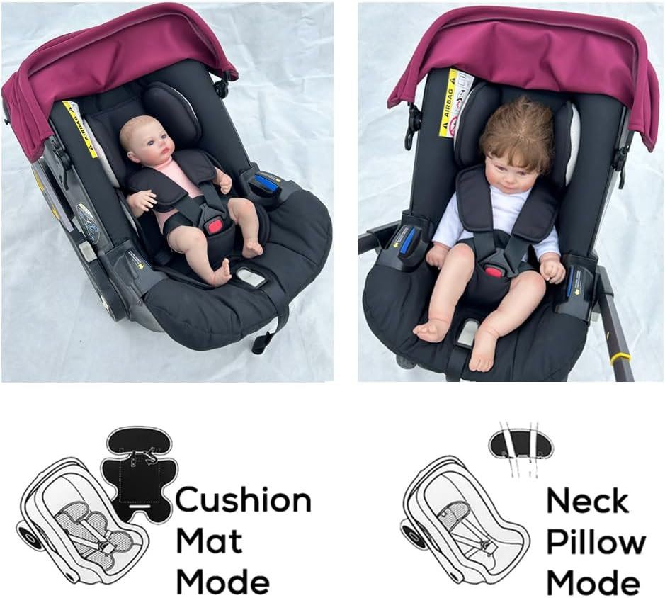 Feliliber Stroller Accessories Head Support Pillow and Body Support Cushion Compatible with Doona Car Seat & Stroller - Adjustable Thickness - Skin Friendly Breathable Mesh Fabric (Black) image number 2