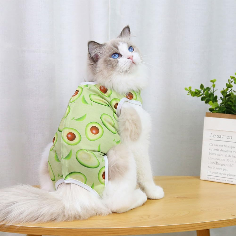 Cat Recovery Suit,Cat Professional Recovery Suit Cat Suit Post Surgery Medical Care Cone Collar Alternatives anti Licking Wound Cat Vest Bodysuit for Male Female Cats Kitten (Green, M) image number 4
