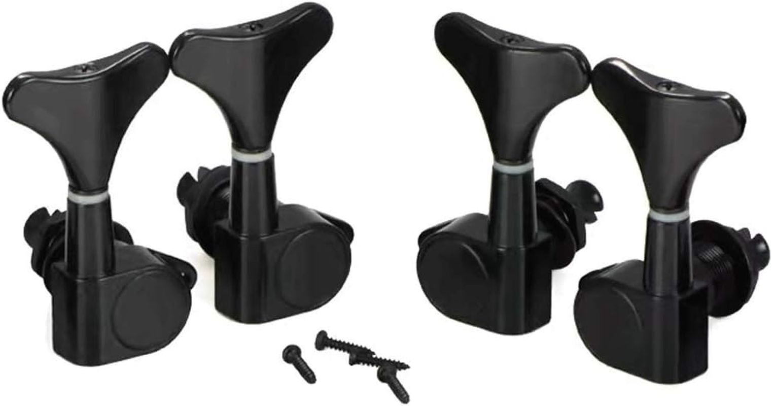 Sdwutong 4R Sealed Bass Guitar Tuning Pegs Keys 2R2L Machine Head Tuners for Precision Bass and Jazz Bass, Black