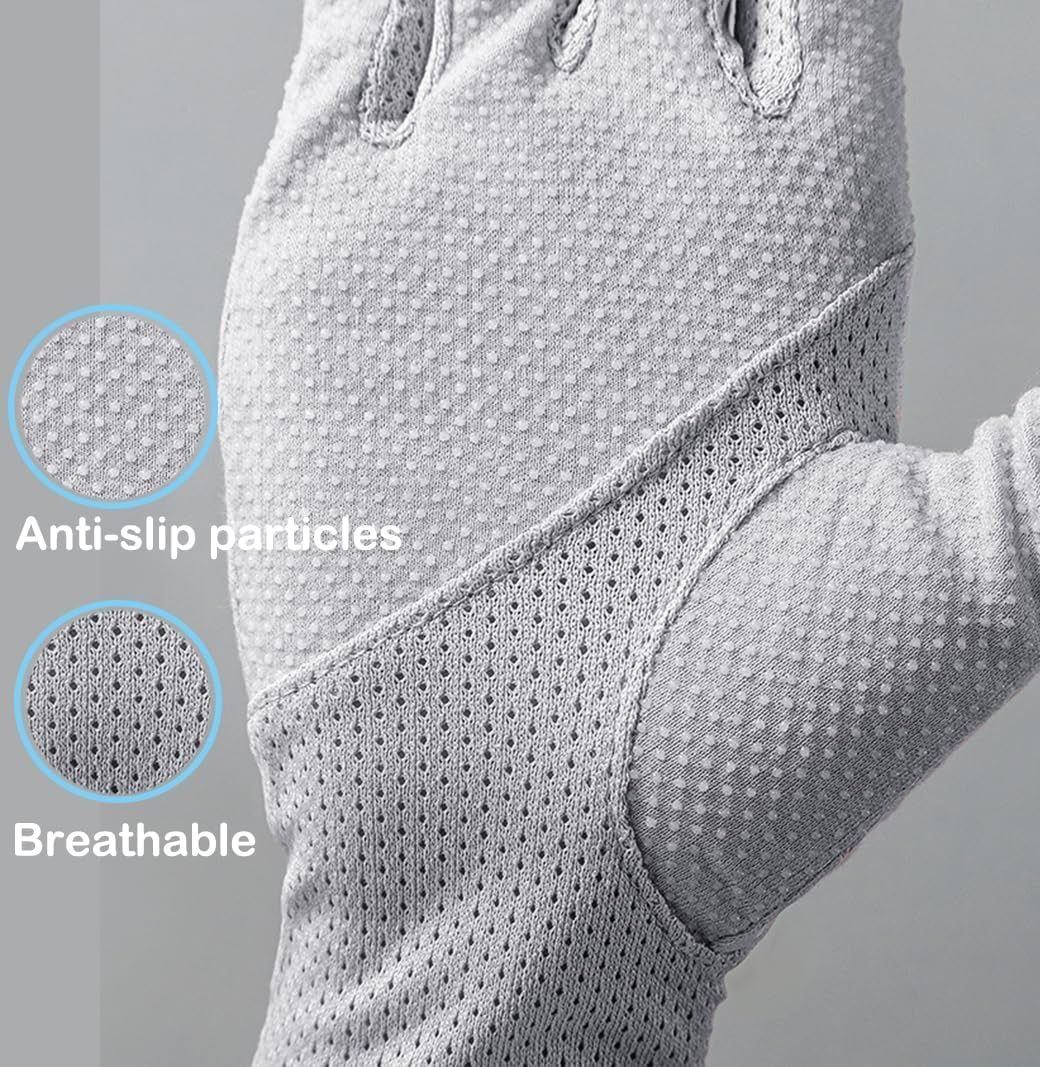 INOGIH Women Sunblock-Fingerless Gloves Uv-Sun-Protection Driving Non-Slip Outdoor Gloves for Women Girls - Grey image number 5