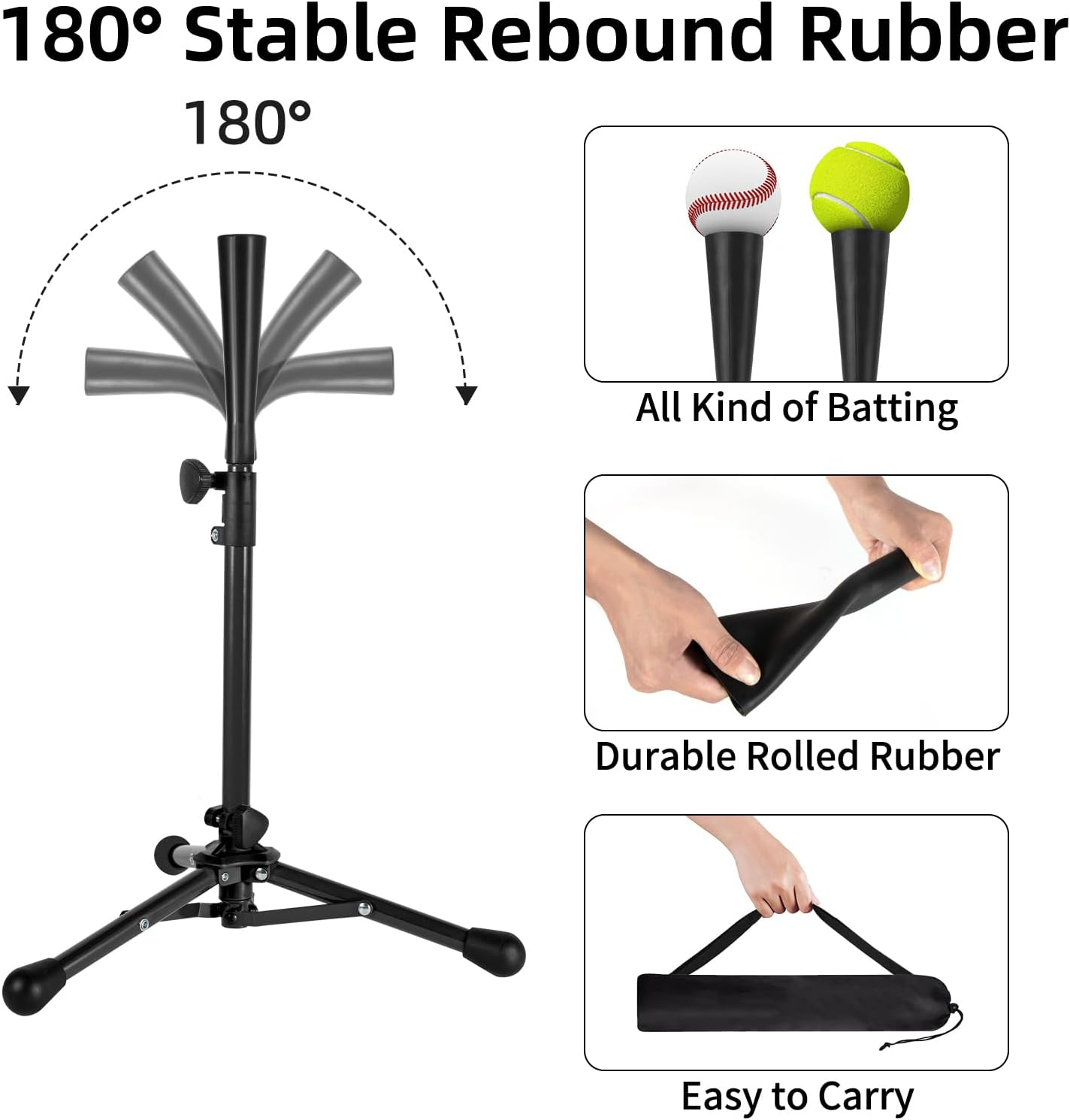 Wiseek Kids Baseball Tee, 20.87 to 31.29 Inches Batting Tees for Baseball with Carry Bag, Portable Stable Baseball Tees for Hitting, Tripod Tanner Tee for Baseball Practice Stand Aged 3-8 Years image number 5