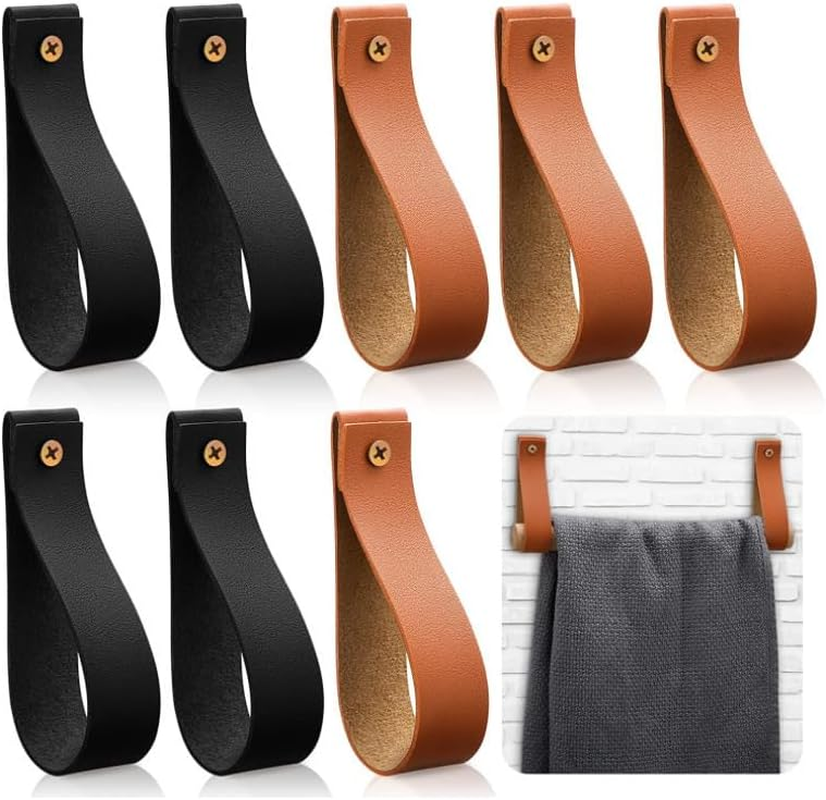 4Pcs Wezxrauo Leather Curtain Rod Holders, Bohemian Style Wall Hooks for Bathroom Bedroom Living Room, Decorative Curtain Tiebacks with Rustic Hardware image number 1