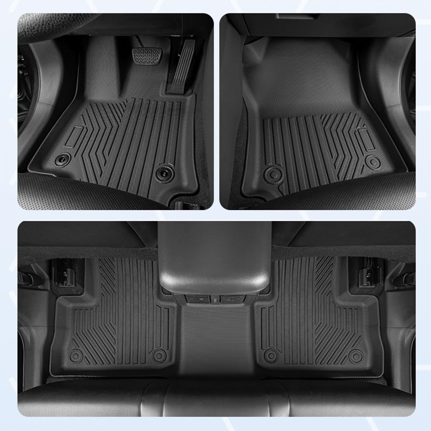 HOOMFIT All Weather Floor Mats Compatible with 2019-2025 Toyota RAV4, Full Set Cargo Liner Trunk Mat + Backrest Mats + Floor Mats for Toyota RAV4 Accessories image number 3