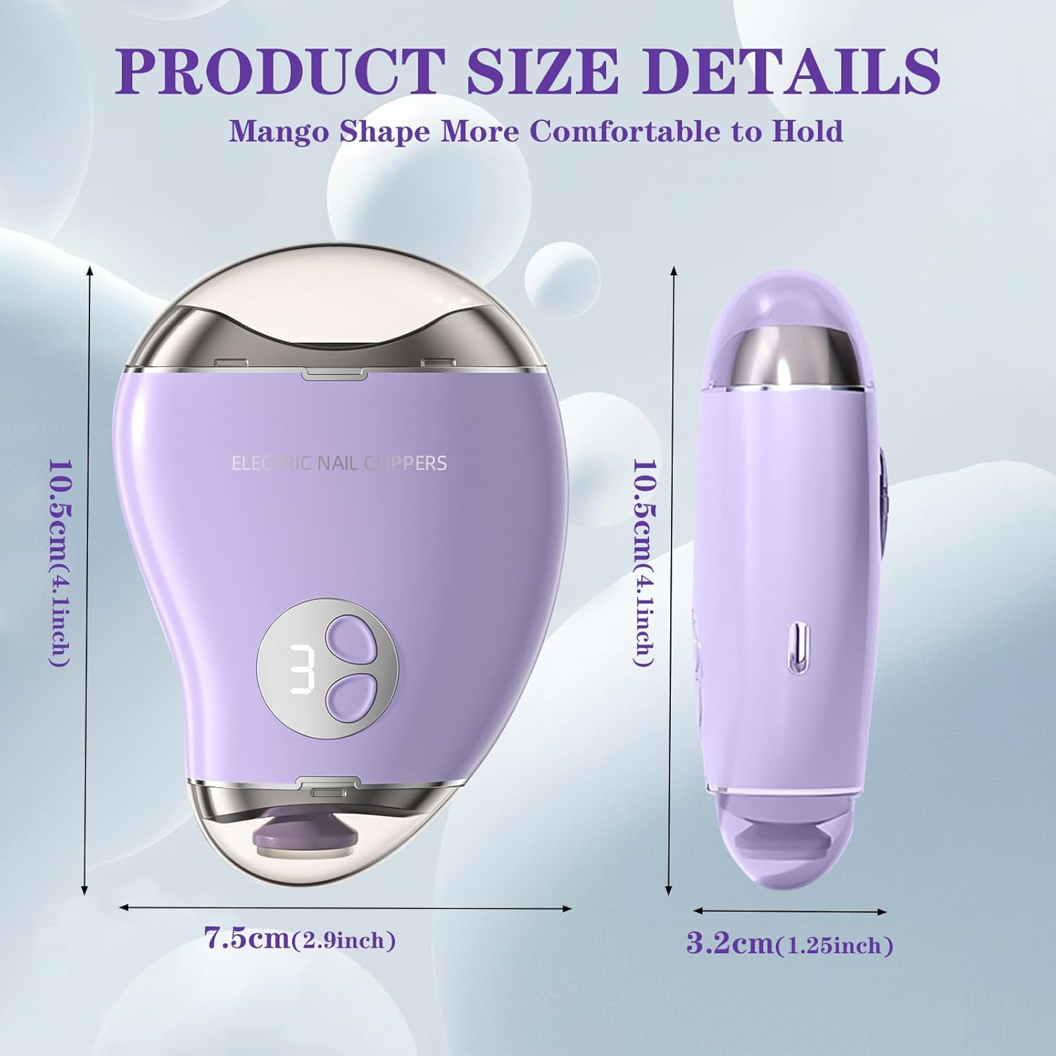 2 in 1 Electric Polishing Automatic Nail Clippers, 2024 New Electric Nail Clipper with 3 Adjustable Speeds, Automatic Nail Clippers, Automatic Nail Trimmer Toe Nail Clippers for Adults Seniors(Purple) image number 2