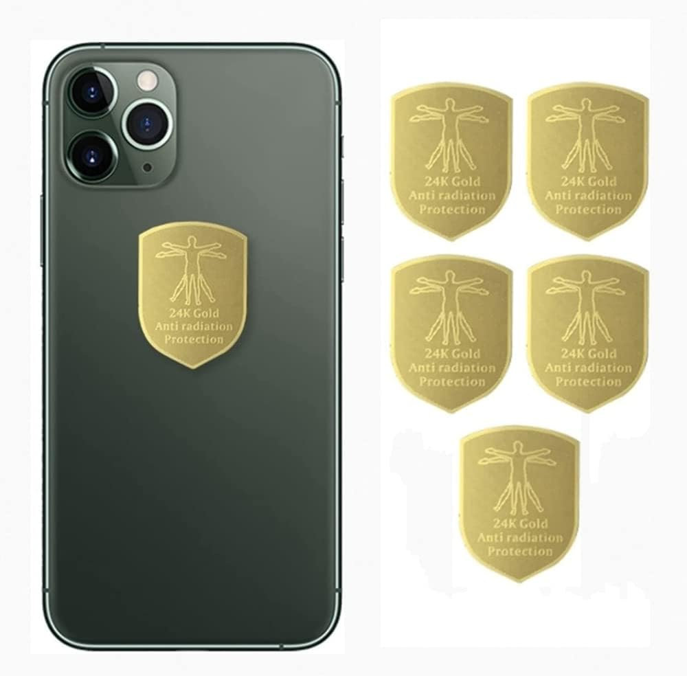 EMF anti Radiation Protection Sticker Shields, 24K Gold Cell Phone Sticker Protection Blocker for Laptops Tablets Blocks 5G Wi-Fi Bluetooth Protection Neutralizer (Gold-4Pcs)