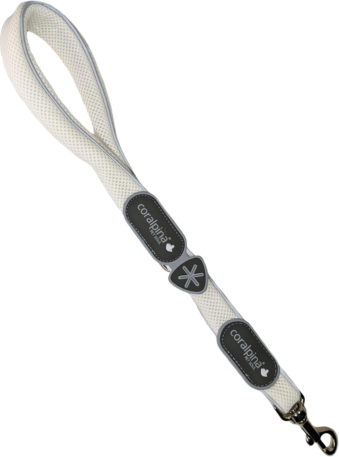 Coralpina - Cinquetorri Simple and Durable Dog Lead with Reflective Parts and Padded Handle with Ring for Bag Holder, Dark Black, Size 4/6