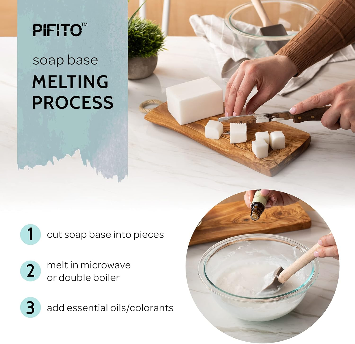 Pifito Premium Goats Milk Melt and Pour Soap Base (5 Lb) - Natural Vegetable Glycerin Base - Excellent Hand Soap Base Making Supplies image number 5