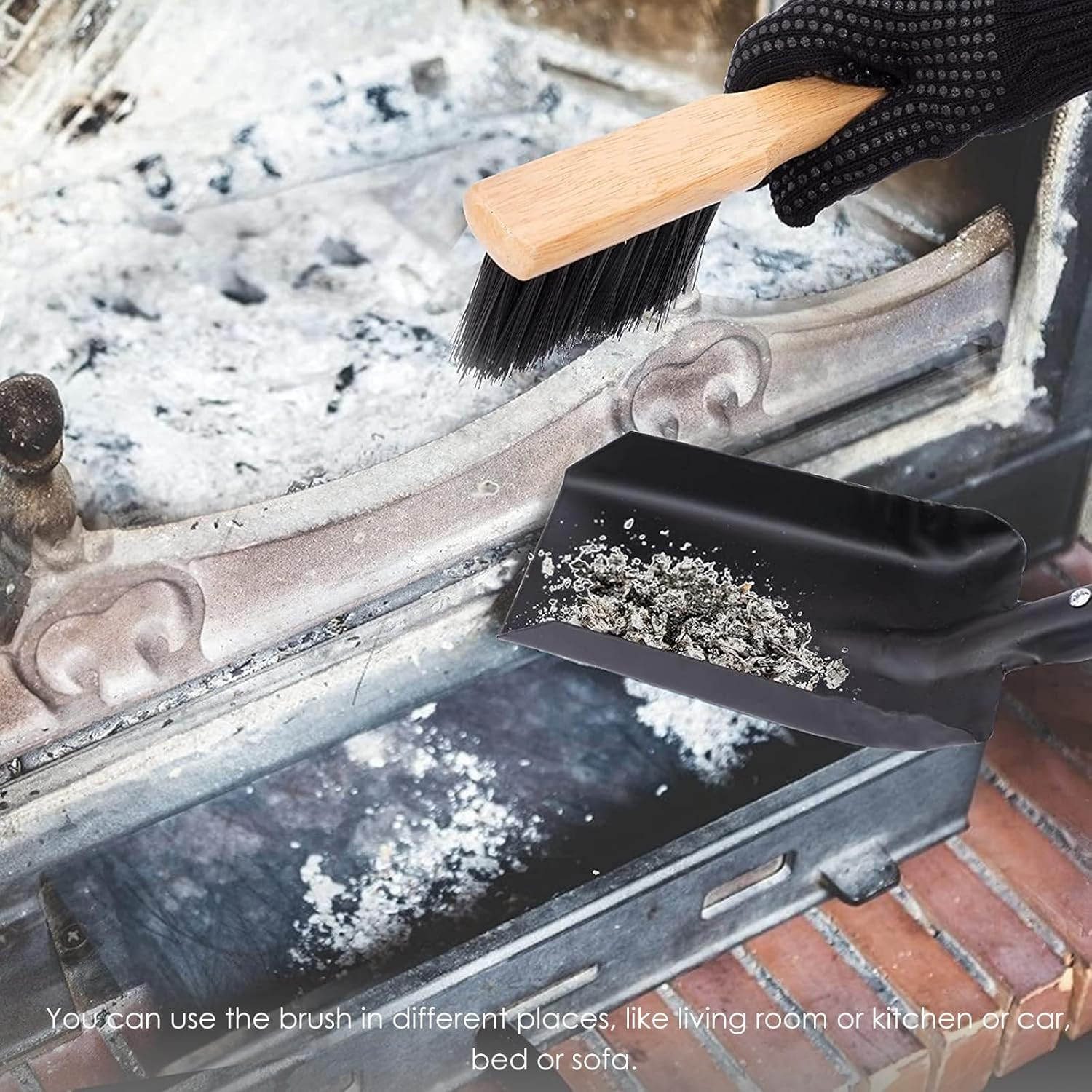 Cabilock 1 Set Fireplace Tools Fireplace Cleaning Set Fireplace Cleaning Brush Kitchen Fireplace Cleaning Supplies Brush for Fireplace Mini Brush Shovel Fireplace Clean Brush Rake Hoe Wrought Barbecue image number 3