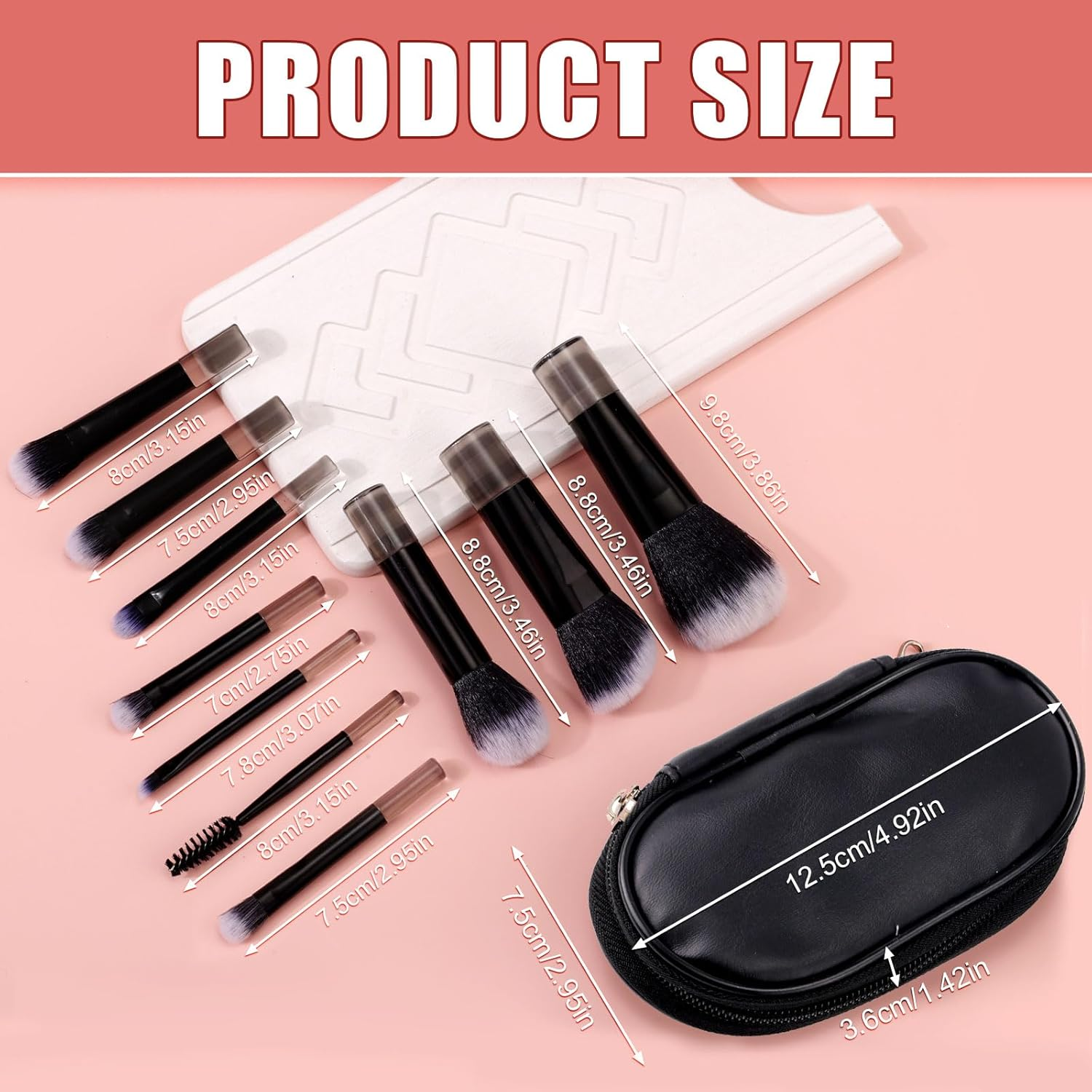 10Pcs Mini Travel Makeup Pedzle with Pedzle Pouches, Portable Collection Makeup Paper Set Professional Cosmetic Pedzle for Travel (Black) image number 5