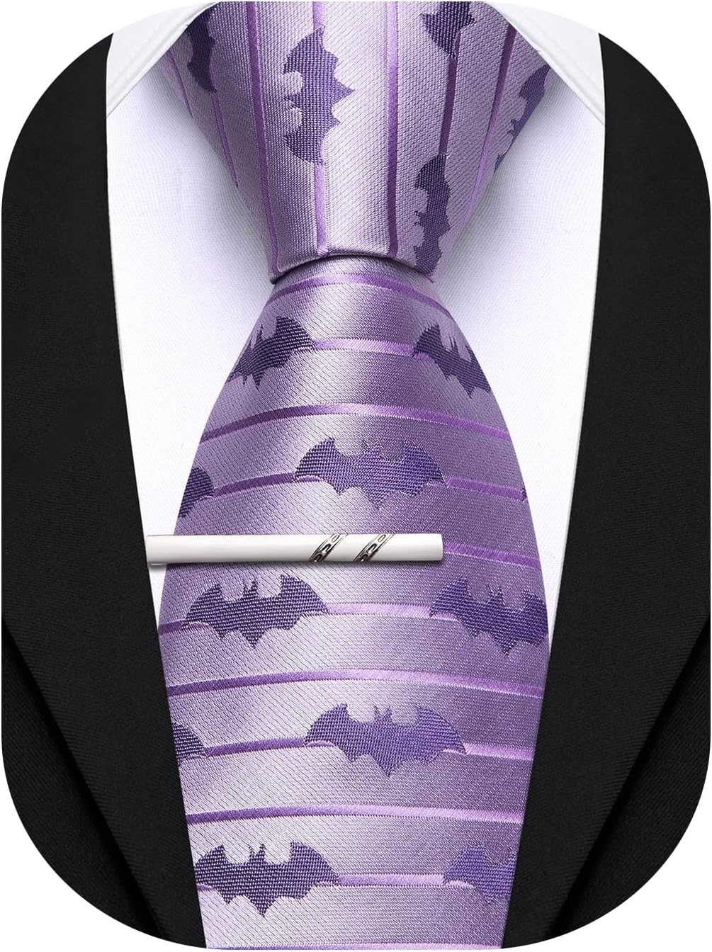 Barry.Wang Silk Men Ties Formal Stripes Necktie and Tie Clip for Wedding Party Business Fashion Classic