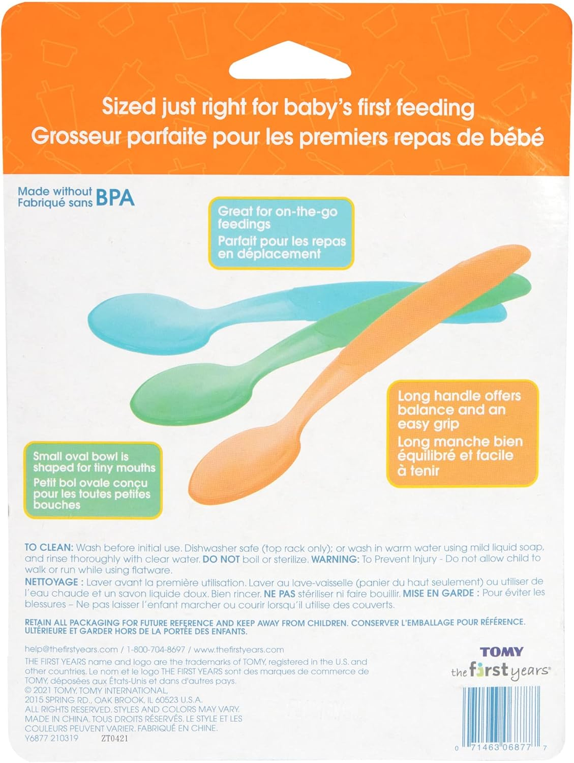 The First Years Take and Toss Infant Spoons Set, Neon (16-Pieces) image number 1