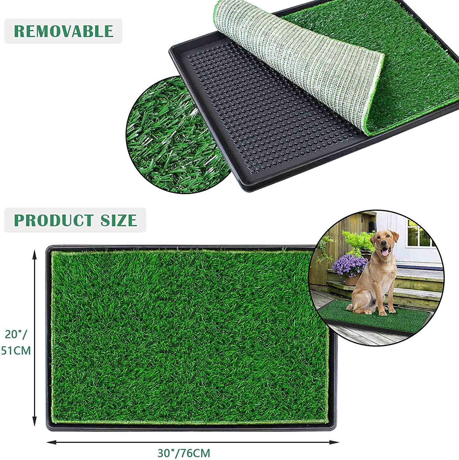 BRIAN & DANY Dog Toilet Puppy Pee Training Pad, with Two Artificial Grass Mats and Waste Tray for Indoor/Outdoor, 76Cm X 51Cm image number 1