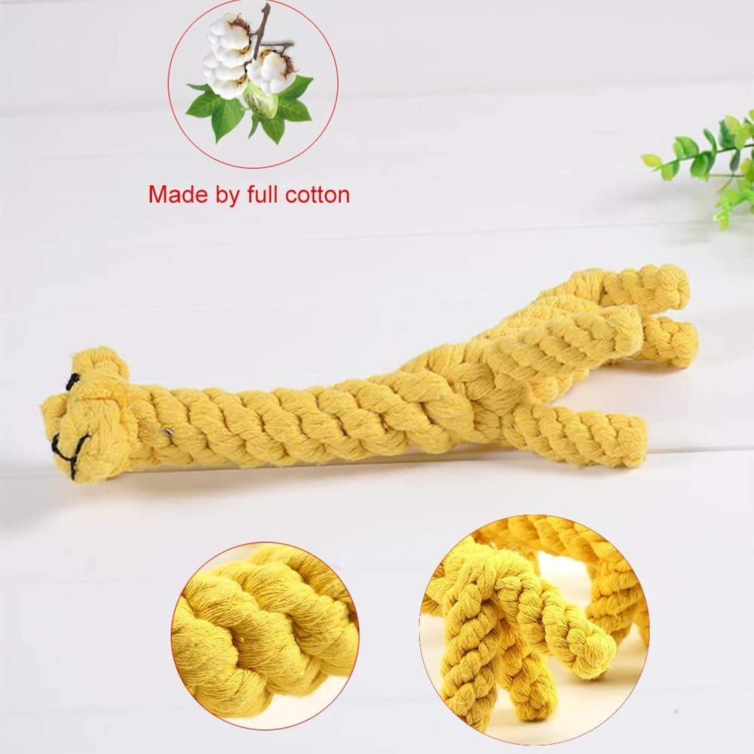 Baby Pet AINIMO Puppy Boredom Rope Toy, Cotton Natural Teeth Cleaning Chew Small Dog Toy (Giraffe) image number 5