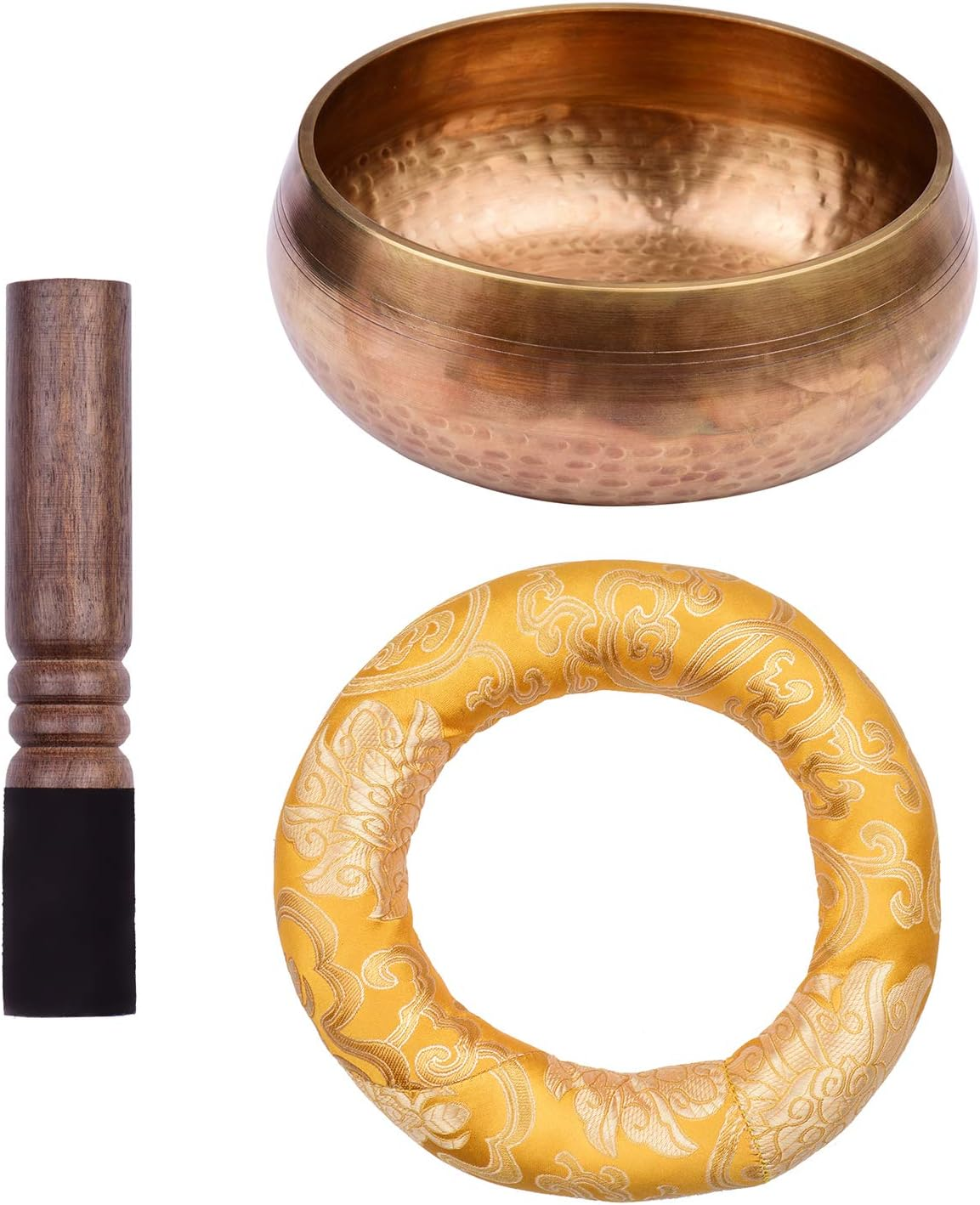 Singing Bowl, Tibetan Singing Bowl Set with 20.5Cm/ 8Inch Large Handmade Metal Sound Bowl&Soft Cushion(Random Color Delivery)&Wooden Striker for Sound Yoga Relaxation image number 3