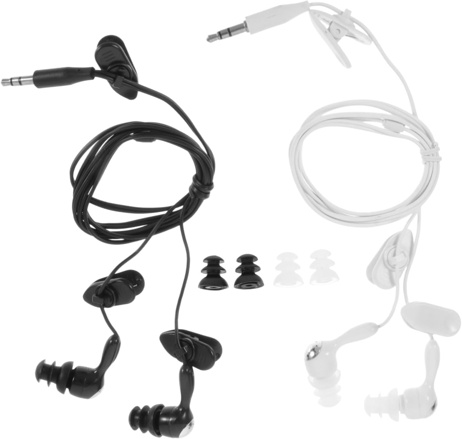 DIYEAH 2Pcs Waterproof Mp3 Earphones 3.5Mm Ear Hook, In-Ear Swimming and Diving Earbuds, Compatible Music Players, Suitable for Surfing and Shower Use, White and Black Colors image number 3